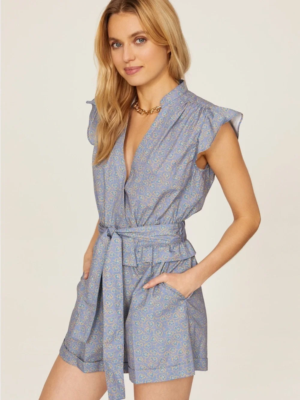 Derek Lam 10 Crosby x RTR in Blue & Yellow Floral Romper ~ EUC Size 38 - Picture 4 of 6